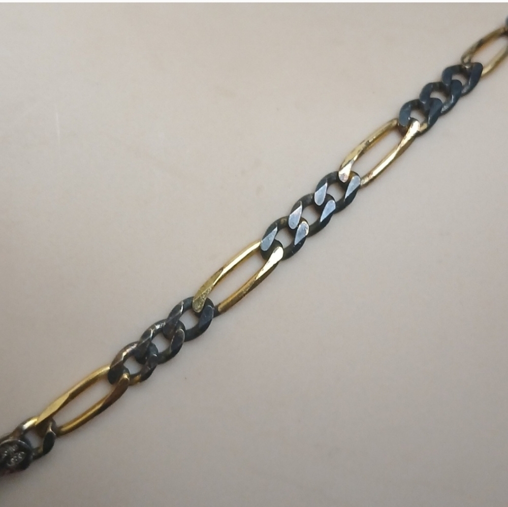 Milor Italy 30" RARE Black Gold Mixed Link Necklace Vintage Beautiful 19 Grams